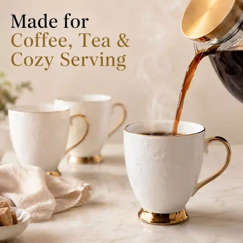 Neha Gold Ceramic Coffee Mugs-6 Pieces (Set of 1)
