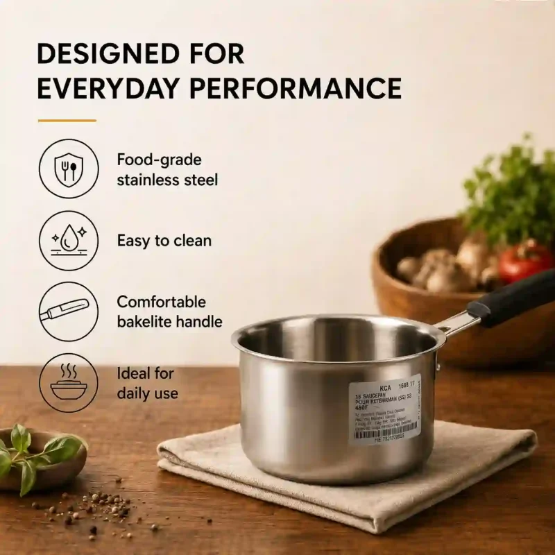 Stainless Steel Saucepan No 13-Durable Milk Pan (Set of 1)