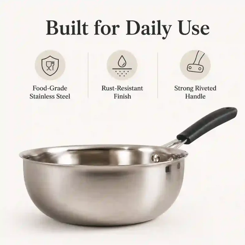Stainless Steel Mini Frypan - Durable Egg Frying Pan (Large)