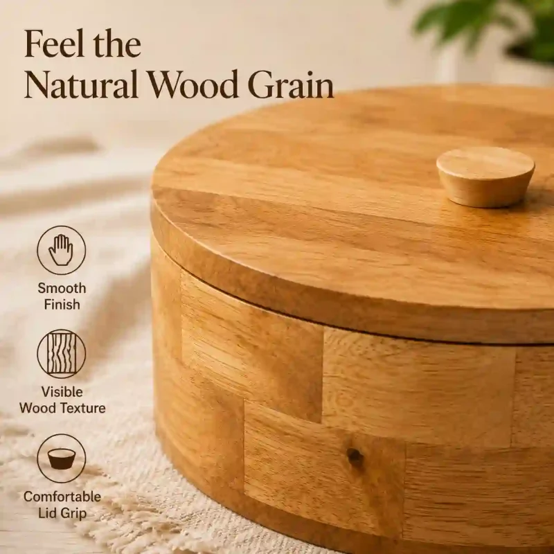 Ultimate Handcrafted Wooden Roti Box-Traditional (Set of 1)