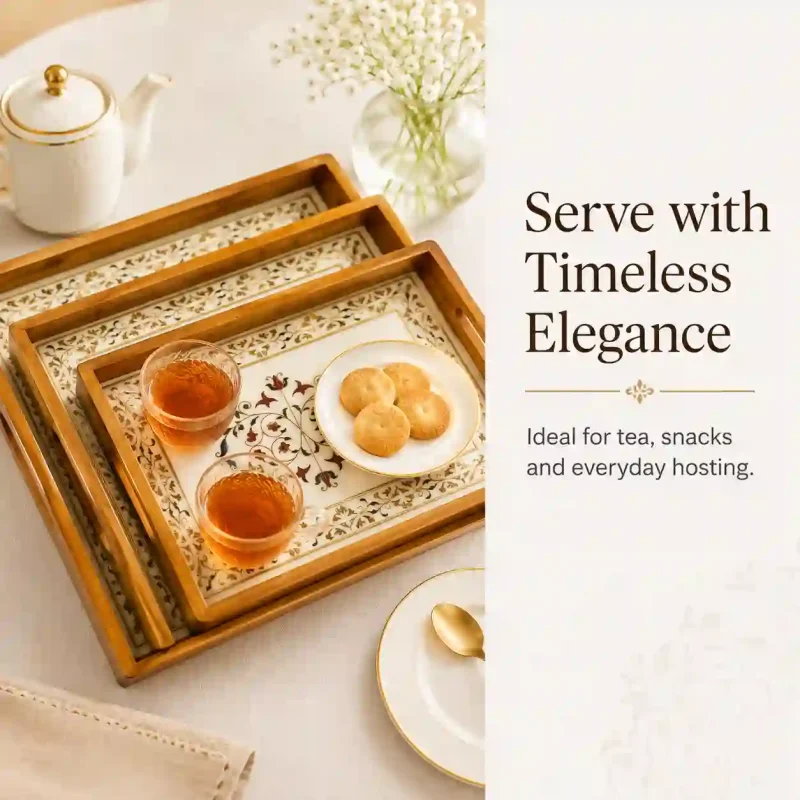 Multi-Purpose Serving Tray-3 Pieces -Wooden (Set of 1)