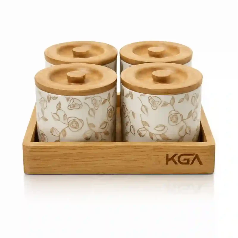 Imperio All in One Jars 4 Pieces with Tray (Set of 1)