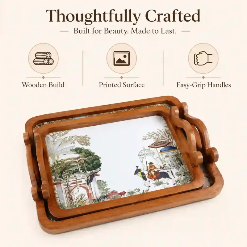 Rectangle Serving Tray 2 Pieces-Printed King (Set of 1)