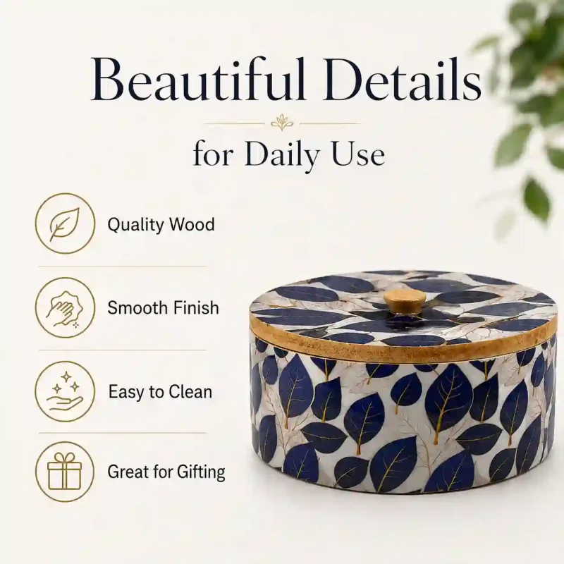 Traditional Wooden Roti Box-Floral Pattern (Set of 1)