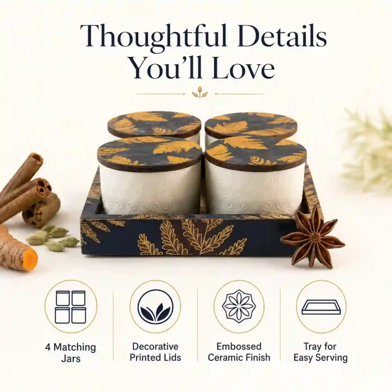 Sanskriti Ceramic 4 Pcs Jars-Spice Storage (Set of 1)