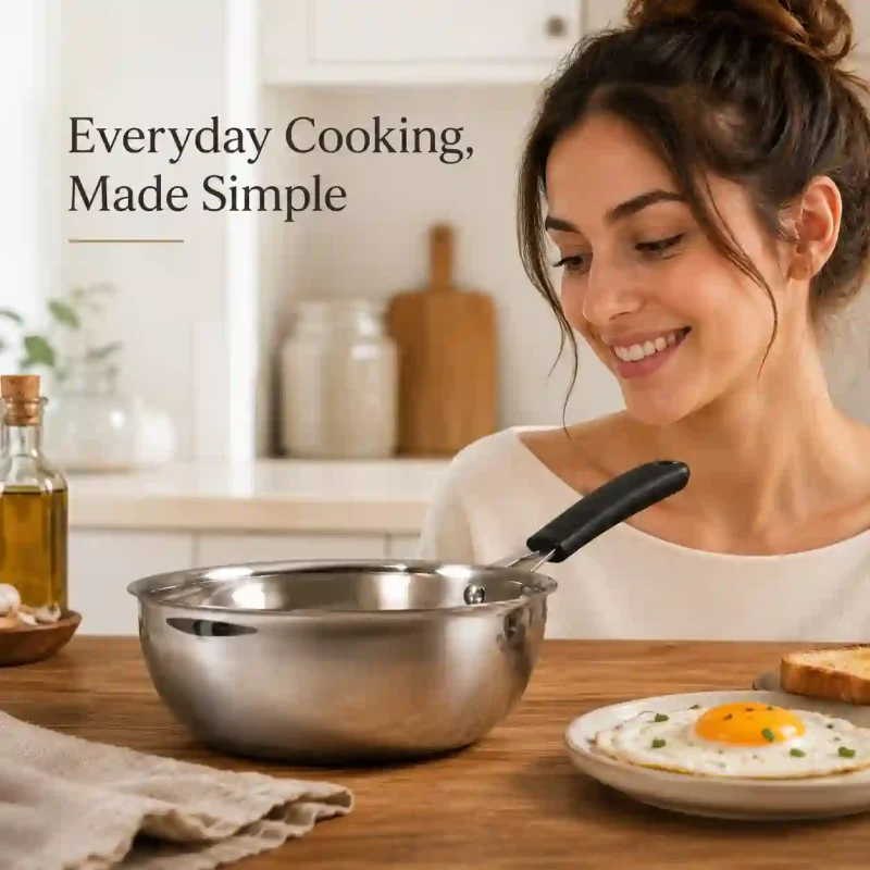 Stainless Steel Mini Frypan - Durable Egg Frying Pan (Large)