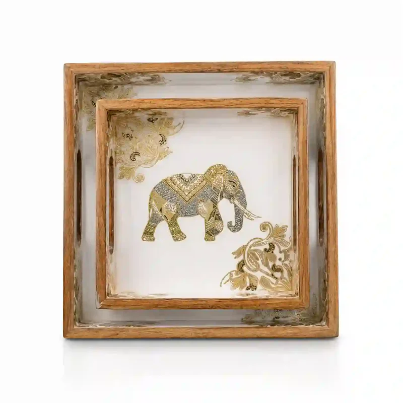Signature Rectangle 2 Pieces Tray - Elegant Serving (Set of 1)