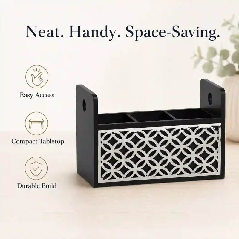 Napkin Cum Cutlery Holder With 3 Compartment (Set of 1)