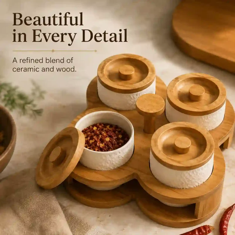 Revolving Ceramic Jar 4 Pieces-Food Storage (Set of 1)
