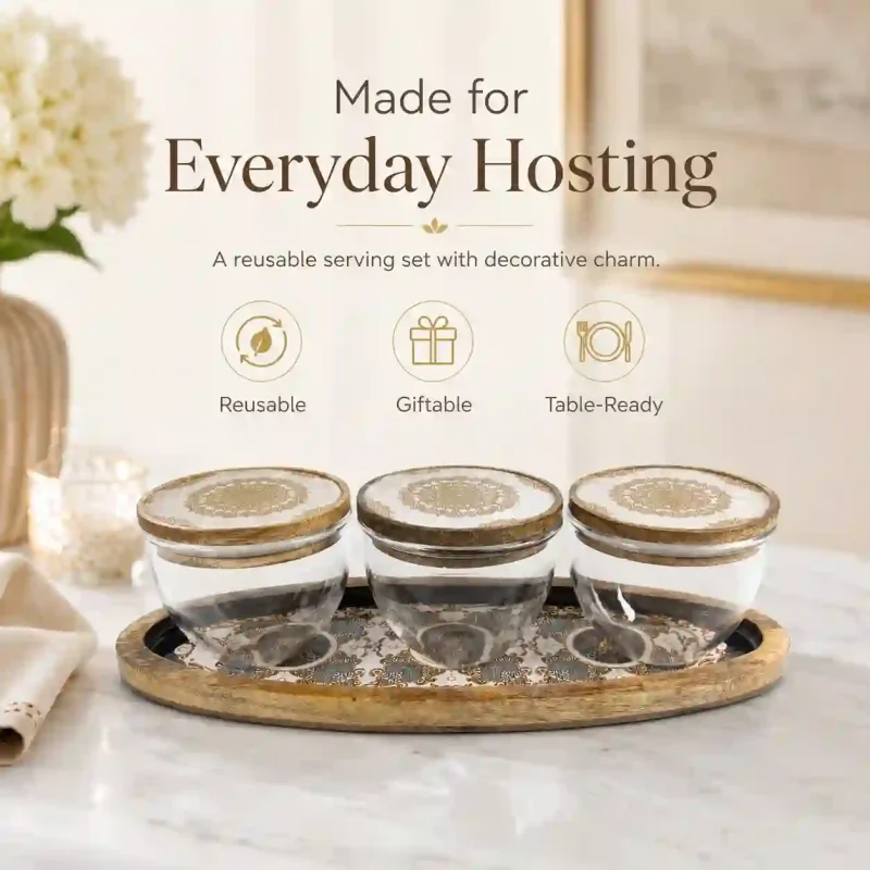 Legacy 3 Pcs Serving Set with Tray-Dining Tableware (Set of 1)