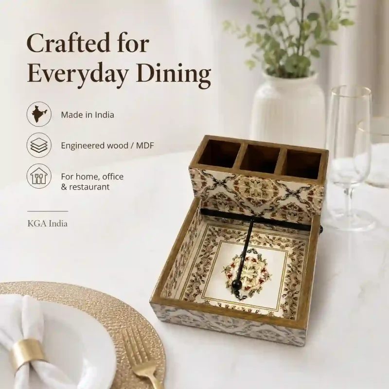 Signature Napkin Holder With 3 Compartment - Organiser (Set of 1)