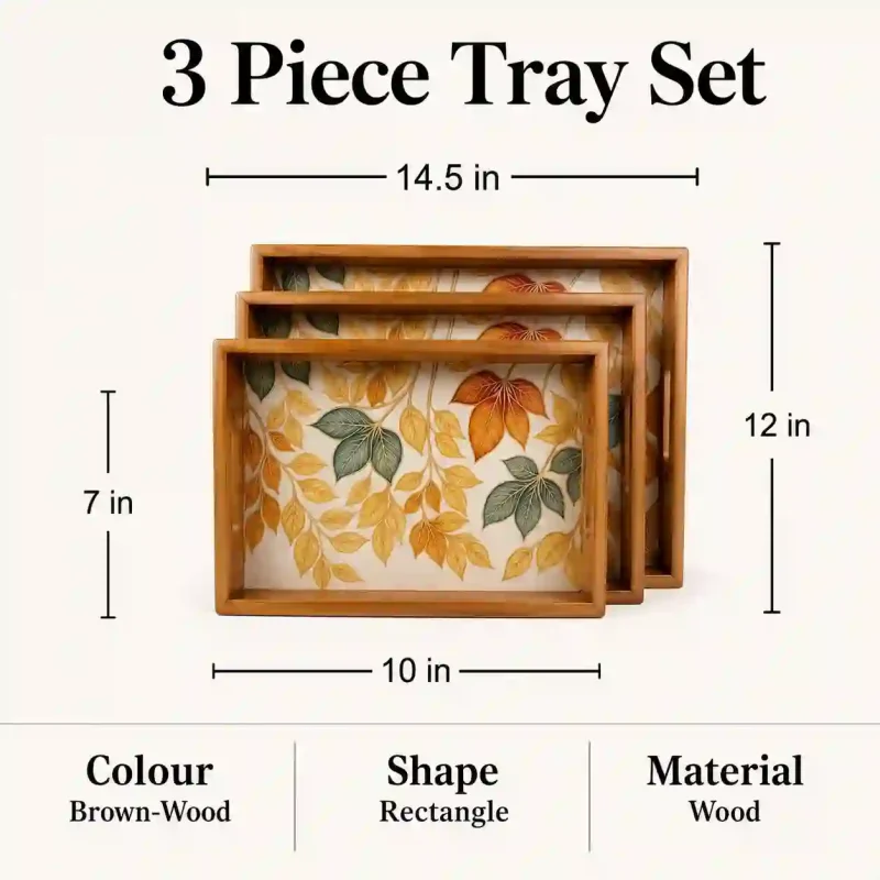 Rectangle Serving Tray 3 Pieces-Printed (Set of 1)