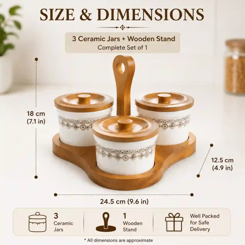 Ceramic Condiment Jar 4 Pieces with Stand-Kitchen (Set of 1)