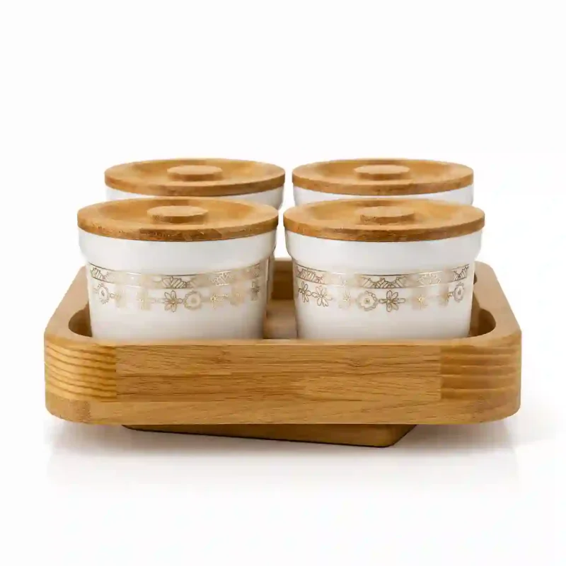 Revolving Aura Jars 4 Pieces with Tray (Set of 1)