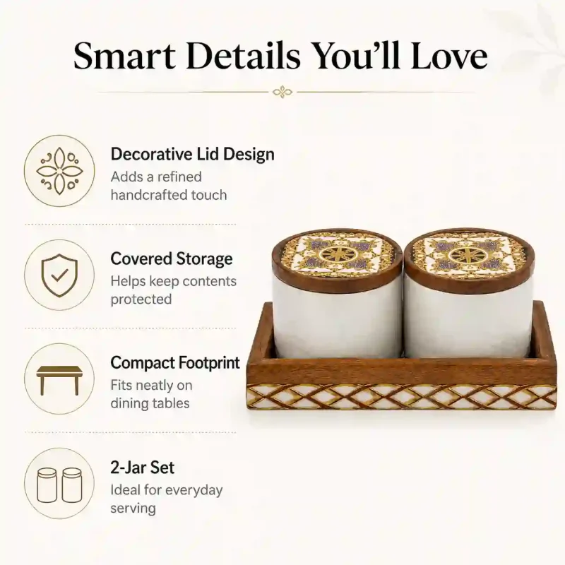 Vivo Wooden Spice Box-2 Compartment-Table (Set of 1)