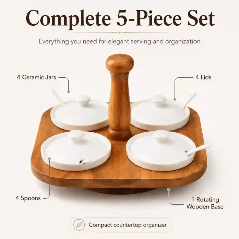 Revolving Spice 4 Jar Set-Rotating Kitchen Storage (Set of 1)