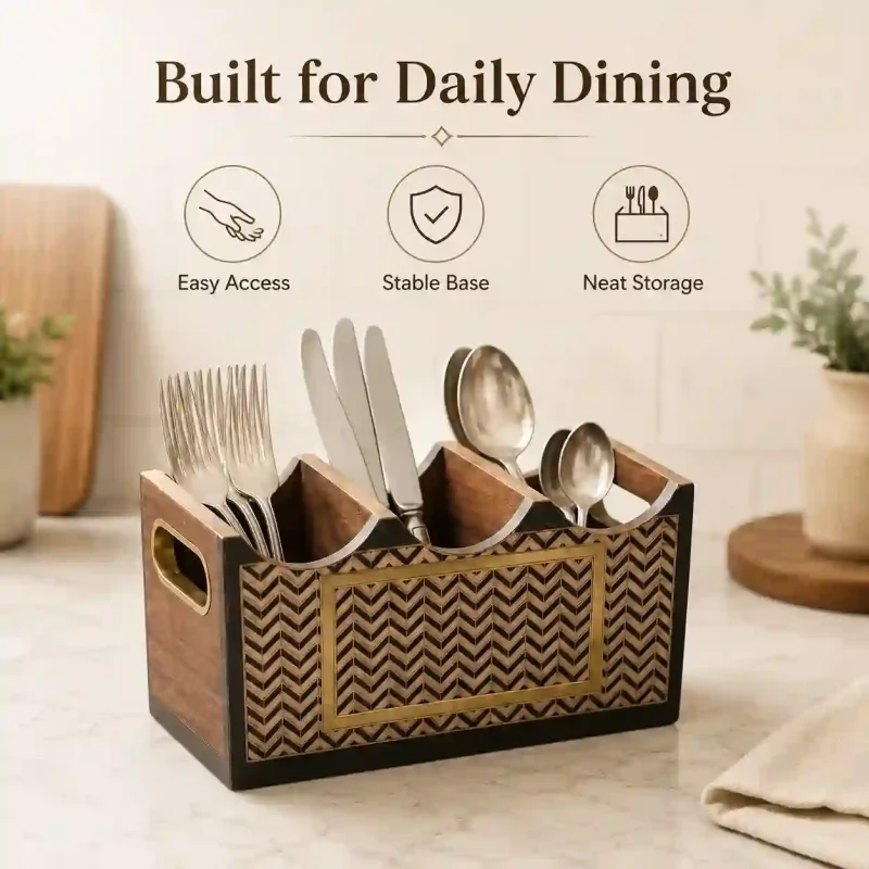 Modern 3 Compartment Cutlery - Elegant Stylish Holder (Set of 1)