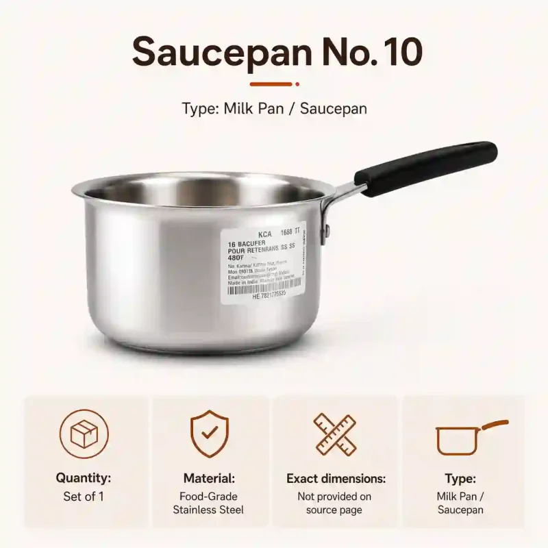 Stainless Steel Saucepan No 10-Durable Milk Pan (Set of 1)