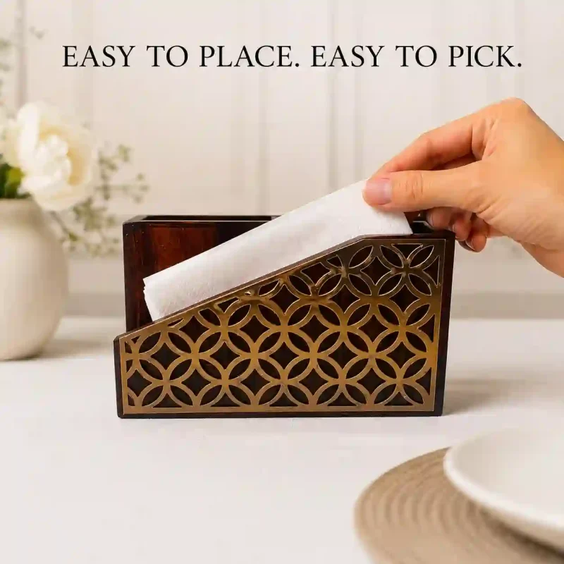 Side Cut Napkin Holder With 2 Compartment-Holder (Set of 1)
