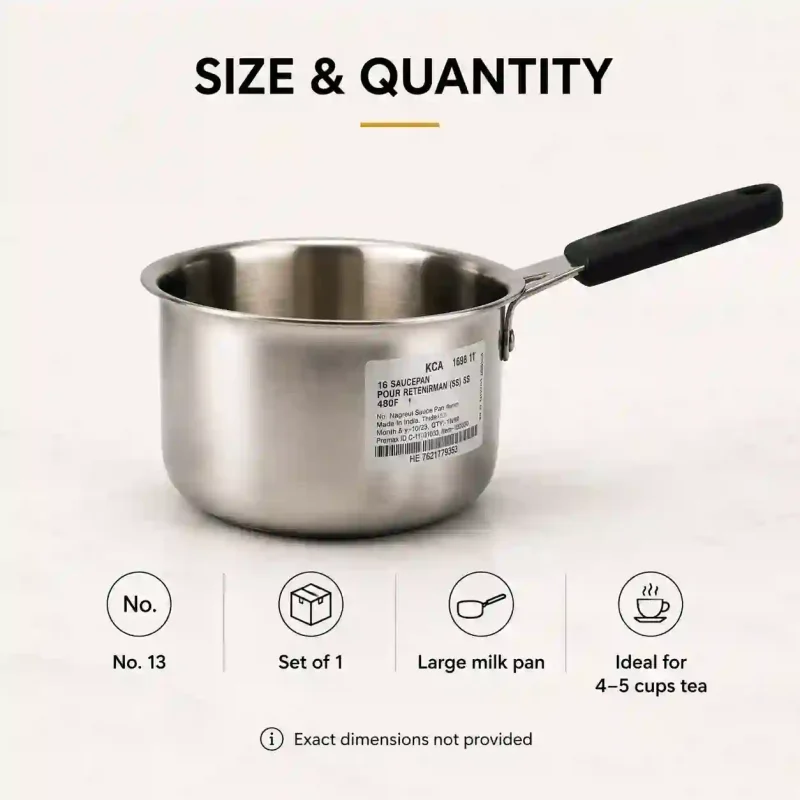 Stainless Steel Saucepan No 13-Durable Milk Pan (Set of 1)