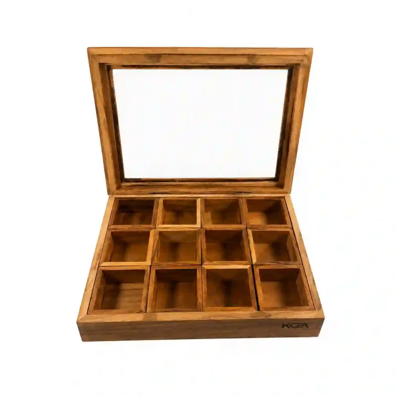 Stunning Artisan Wooden Masala Box 12 Compartment Large