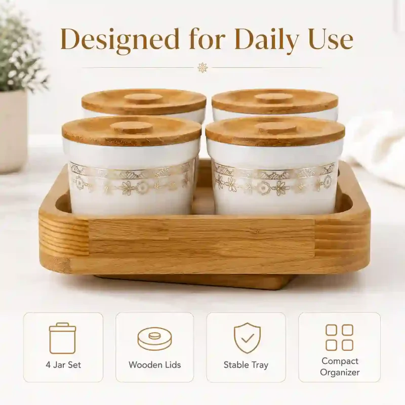 Revolving Aura Jars 4 Pieces with Tray (Set of 1)