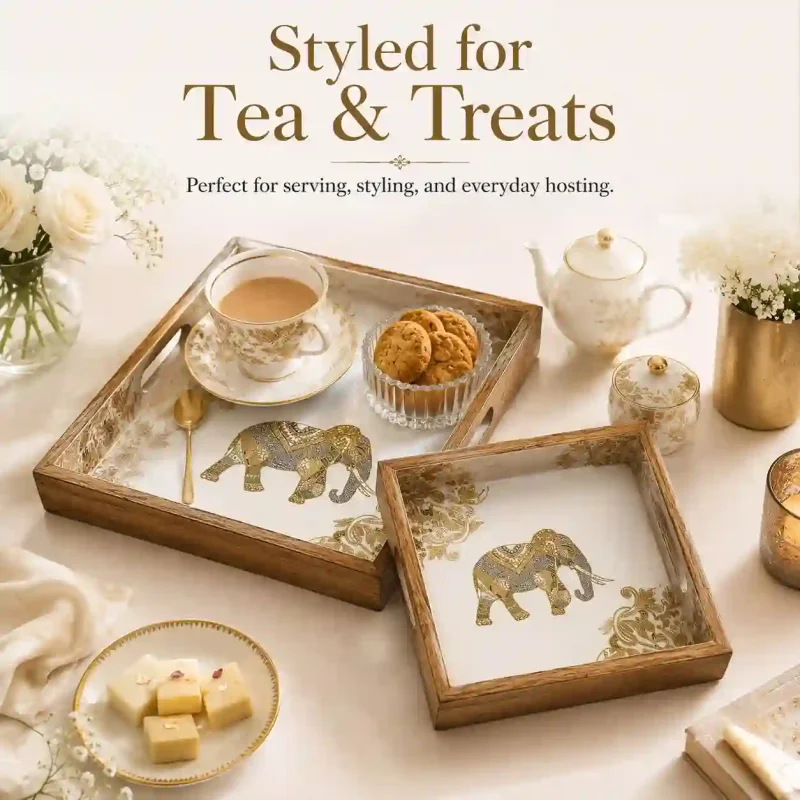 Signature Rectangle 2 Pieces Tray - Elegant Serving (Set of 1)