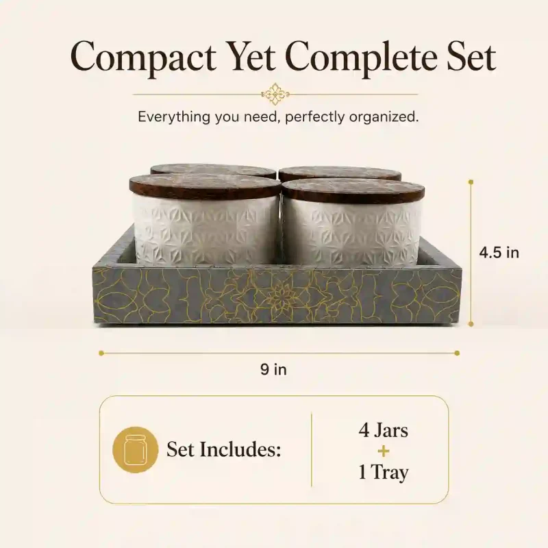 Storage Set 4 Jar - with Tray - Kitchen Decor (Set of 1)
