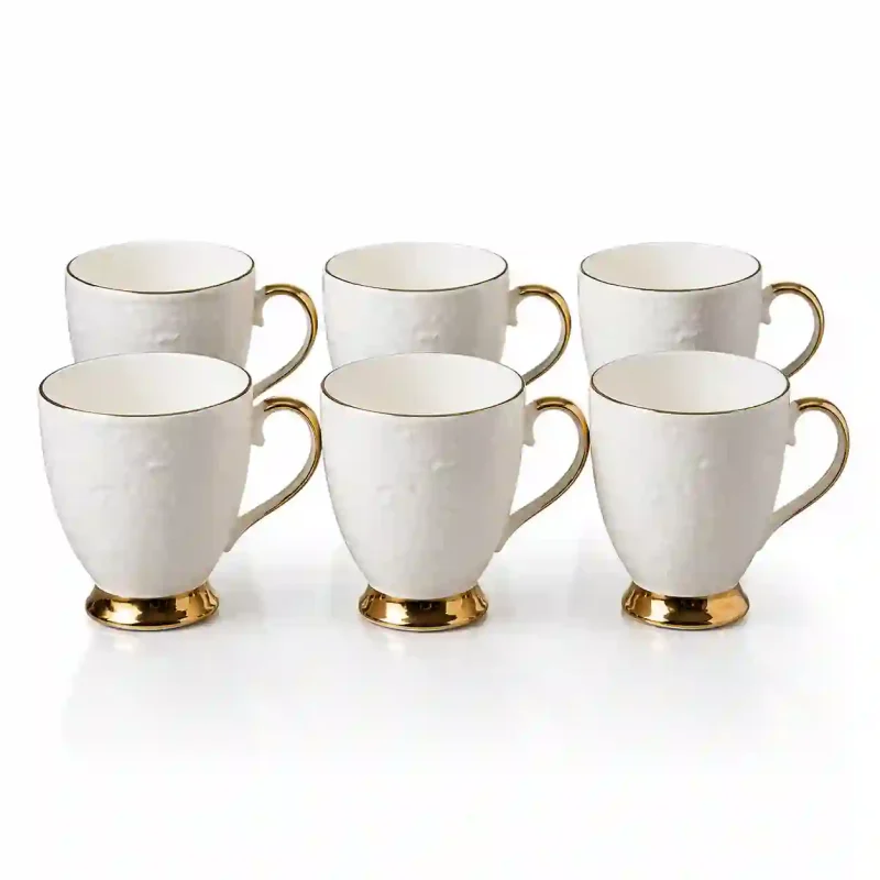 Neha Gold Ceramic Coffee Mugs-6 Pieces (Set of 1)