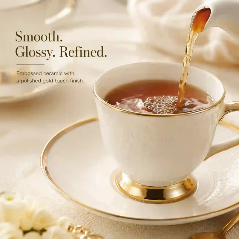 Ceramic Tea Set - 6 Pcs for Home Serving (Set of 1)
