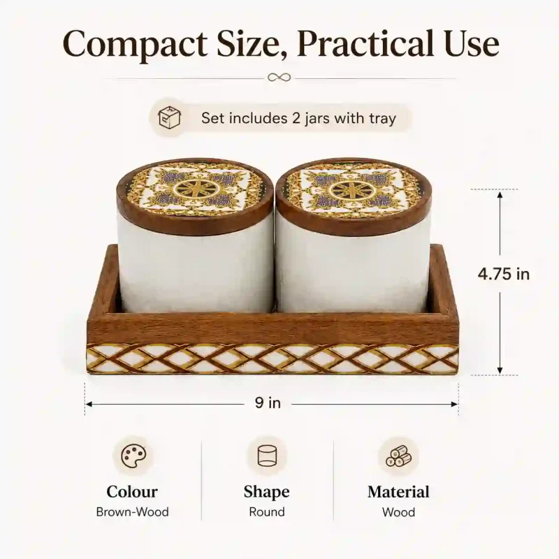 Vivo Wooden Spice Box-2 Compartment-Table (Set of 1)