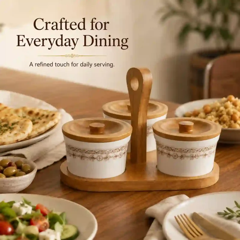 Ceramic Condiment Jar 4 Pieces with Stand-Kitchen (Set of 1)