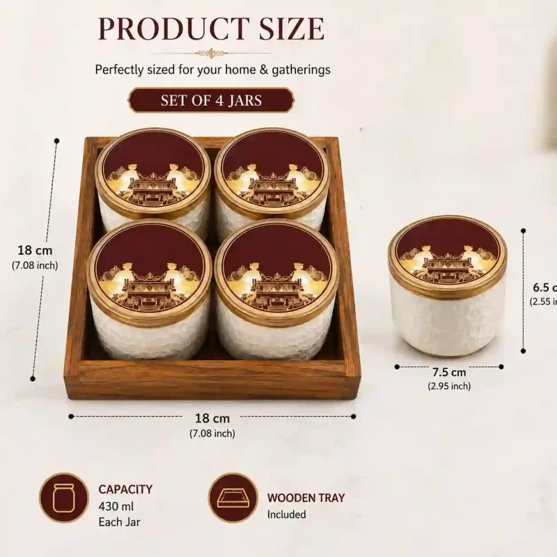 Refreshment Serving 4 Jar Set - Stylish Snack Platter (Set of 1)