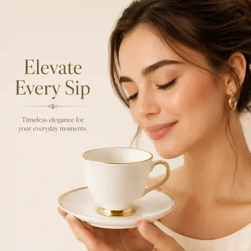 Ceramic Tea Set - 6 Pcs for Home Serving (Set of 1)
