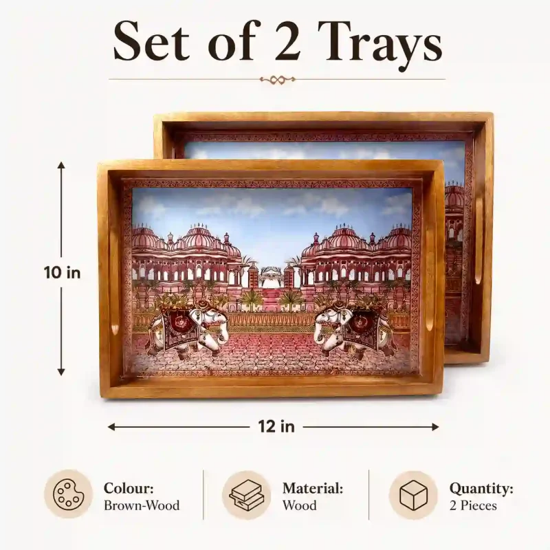 Rectangle Classic Tray 2 Pieces-Serving & Decor (Set of 1)