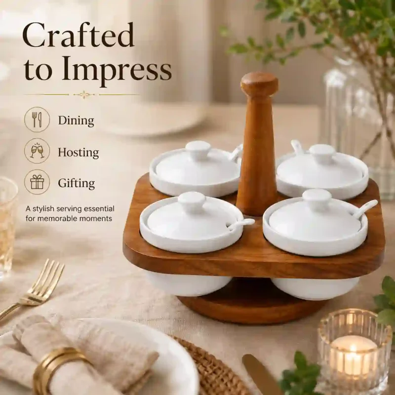 Revolving Handi-3 Pcs with Wooden Stand (Set of 1)