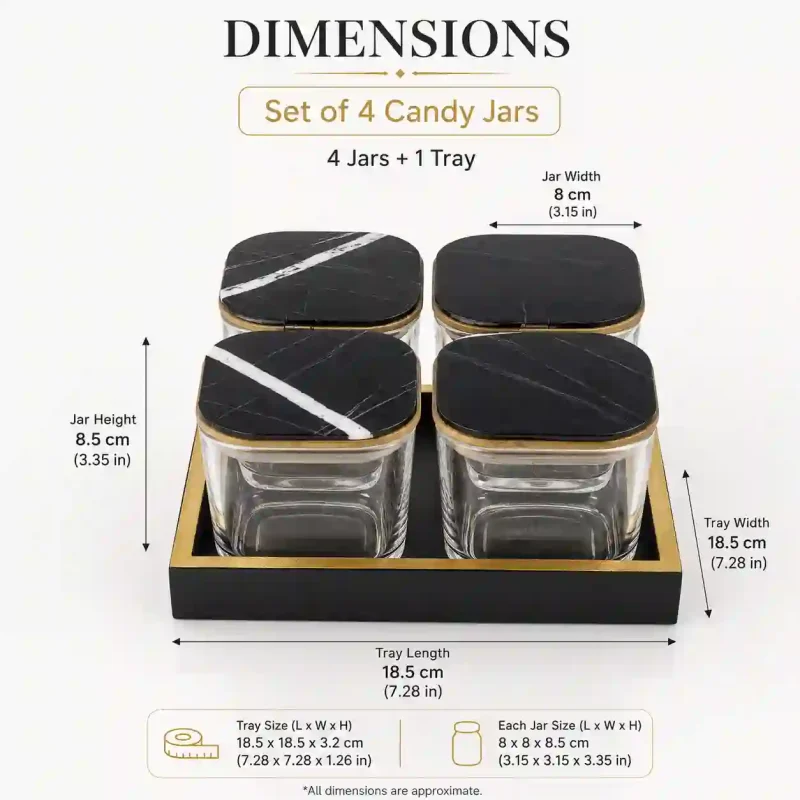 Signature Candy 4 Jars-Marble Finish (Set of 1)