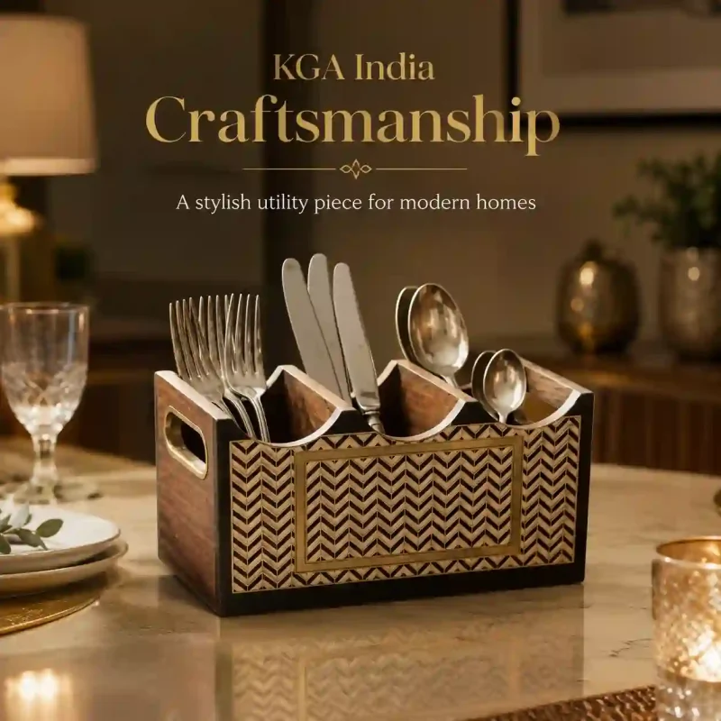 Modern 3 Compartment Cutlery - Elegant Stylish Holder (Set of 1)