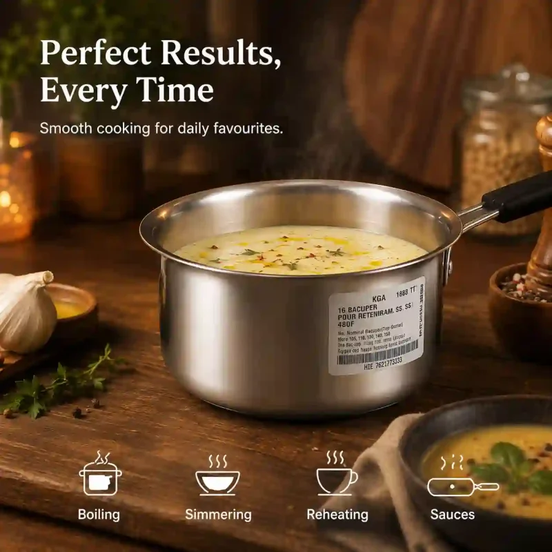 Stainless Steel Saucepan No. 12 - Durable Milk Pan (Set of 1)