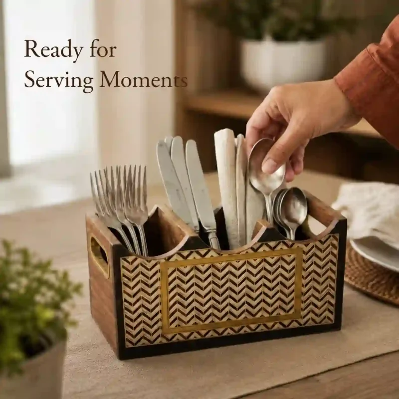 Modern 3 Compartment Cutlery - Elegant Stylish Holder (Set of 1)