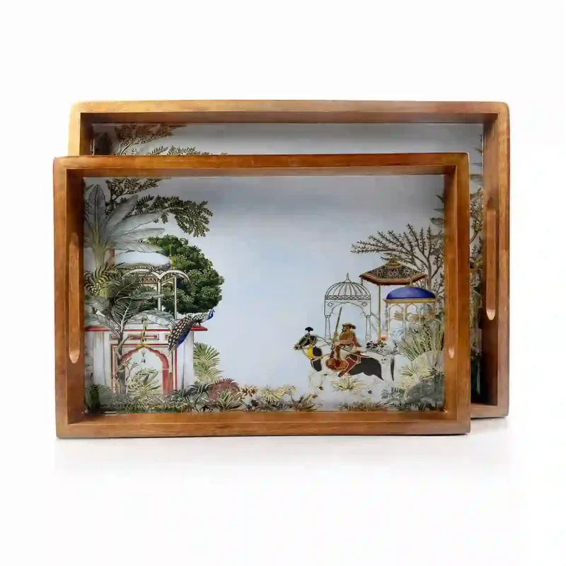 Rectangle Luxurious Tray 2 Pieces-Elegant Serving (Set of 1)