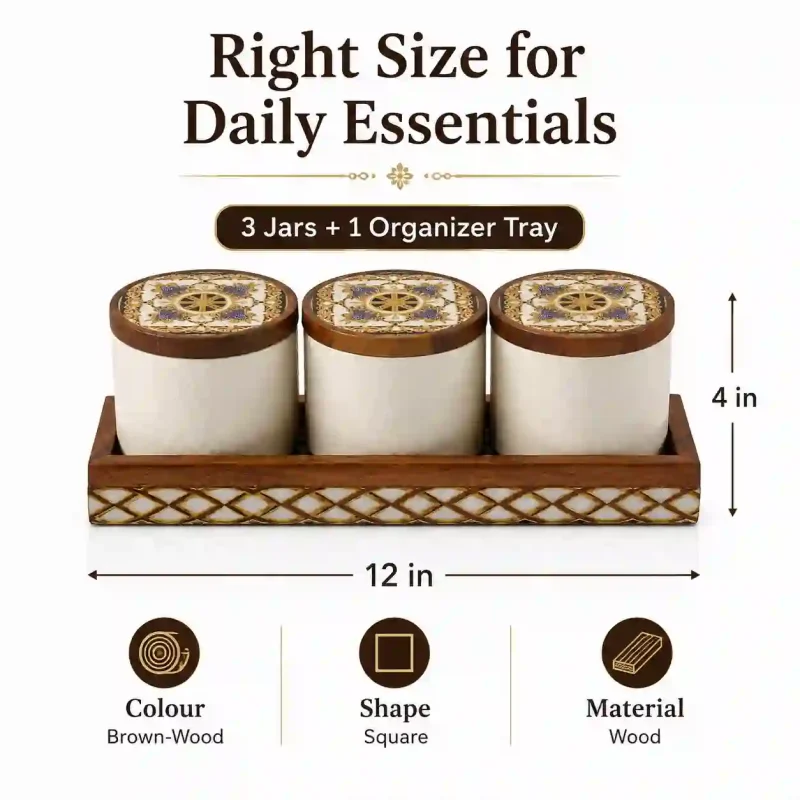 Multi-Purpose 3 Pieces Jar Set-with Organizer Tray (Set of 1)