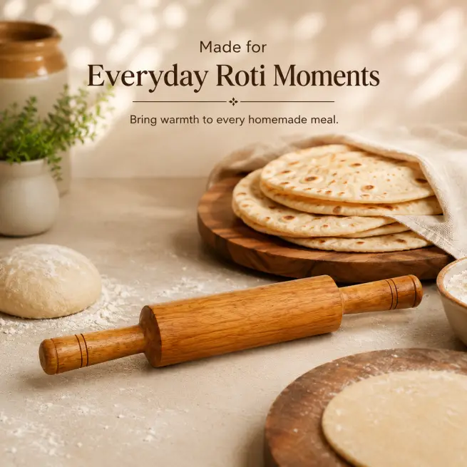 Big Wooden Belan-Heavy Duty Rolling Pin for Roti (Set of 1)