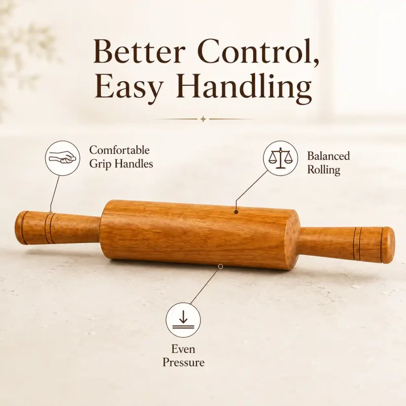 Big Wooden Belan-Heavy Duty Rolling Pin for Roti (Set of 1)