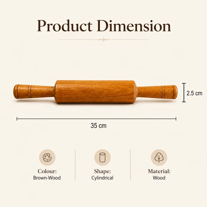 Big Wooden Belan-Heavy Duty Rolling Pin for Roti (Set of 1)