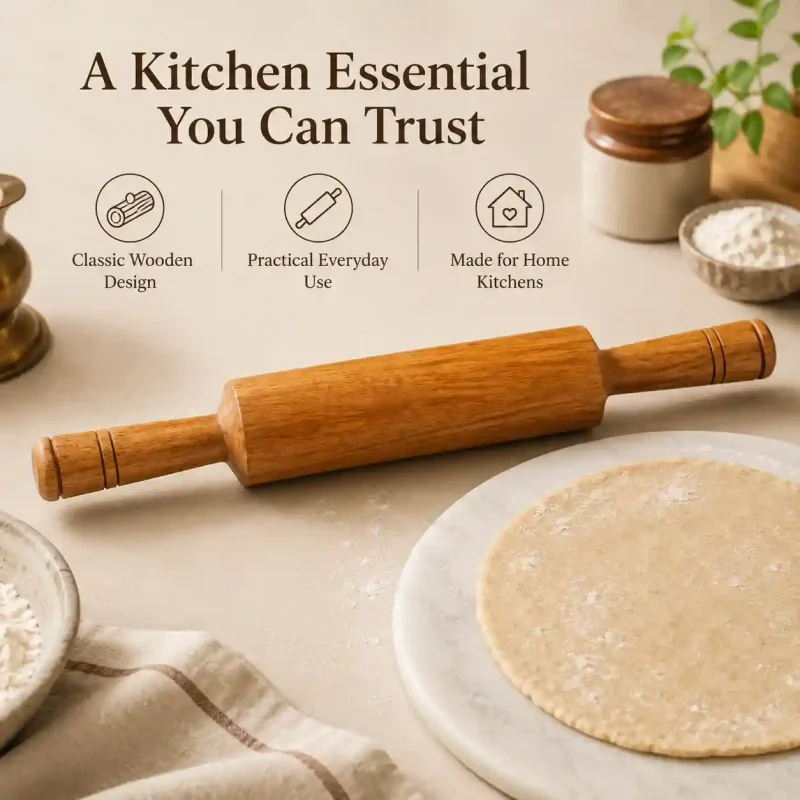 Big Wooden Belan-Heavy Duty Rolling Pin for Roti (Set of 1)
