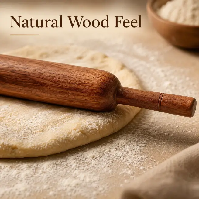 Brown Wooden 14-Inch Belan-Durable Rolling Pin (Set of 1)
