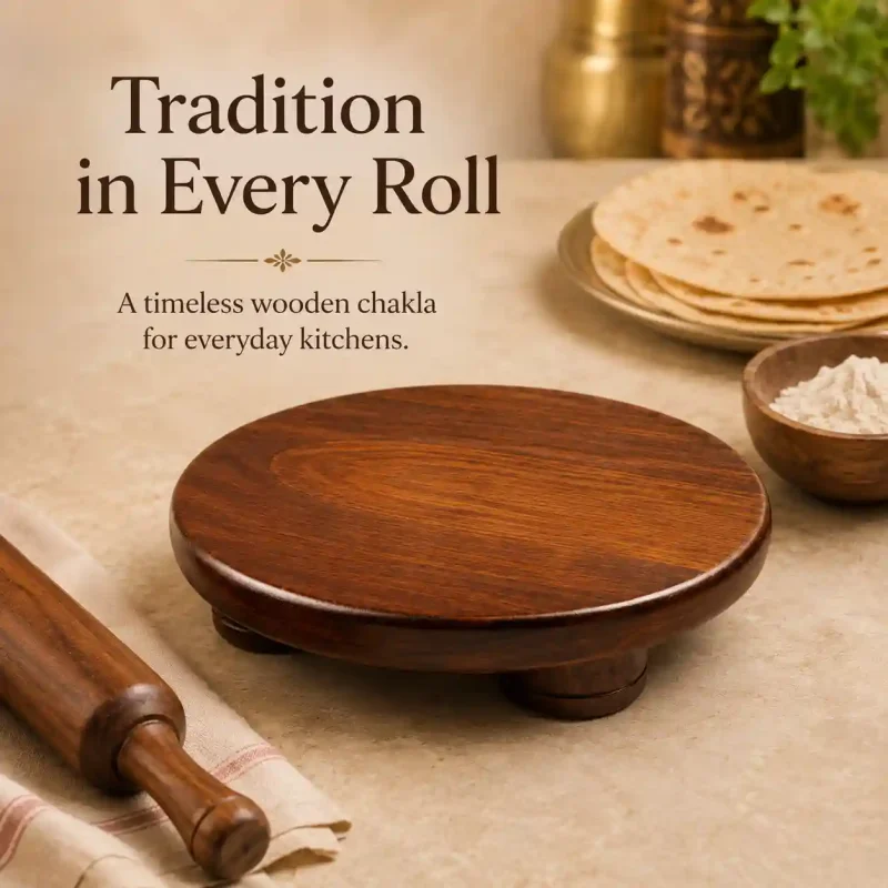 Brown Wooden Chakla-10 Inch Round-Kitchen (Set of 1)