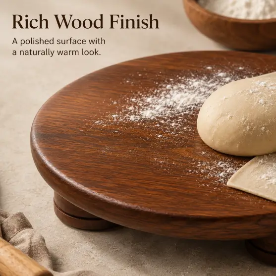 Brown Wooden Chakla-10 Inch Round-Kitchen (Set of 1)