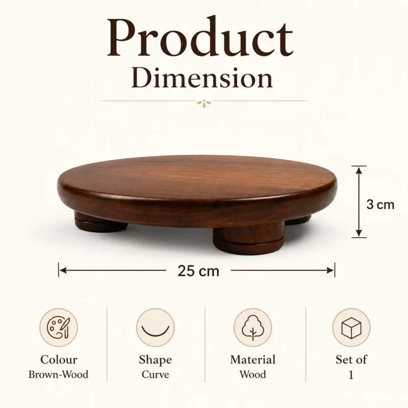 Brown Wooden Chakla-10 Inch Round-Kitchen (Set of 1)
